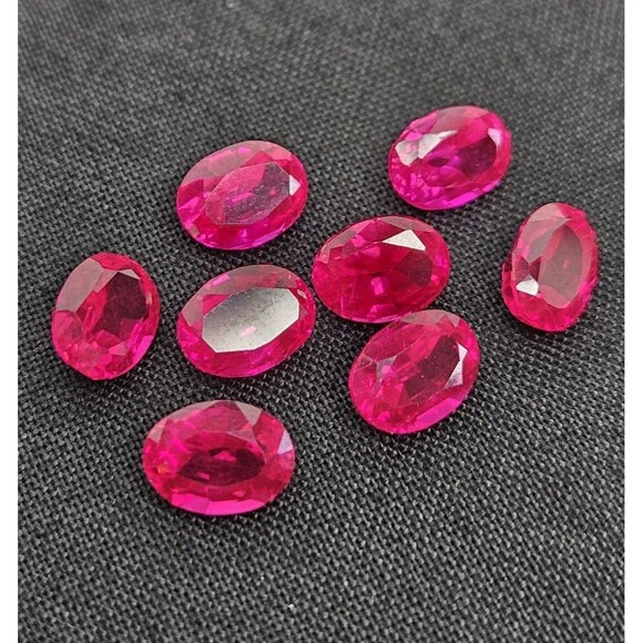 Lab-Grown Ruby Gemstones Lot Of 8, 1.5 ctw Each Loose High Quality Faceted Oval - Picture 3 of 9
